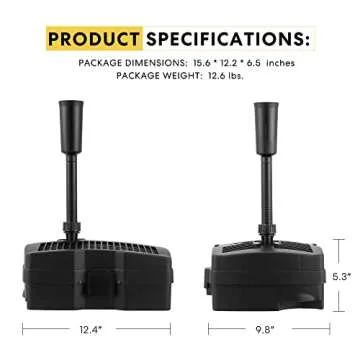 VIVOHOME 530 GPH Submersible Pond Filter Pump Fountain Kits with Sterilizer Suitable for Ponds of 920 Gallons, Water Pump Built In