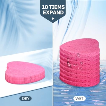 50-Count Facial Sponges Compressed, 100% Natural Cellulose Face Sponge Professional Cosmetic Spa Sponges for Face Cleansing, Exfoliating Mask, Makeup Removal for Travel and Home, Pink
