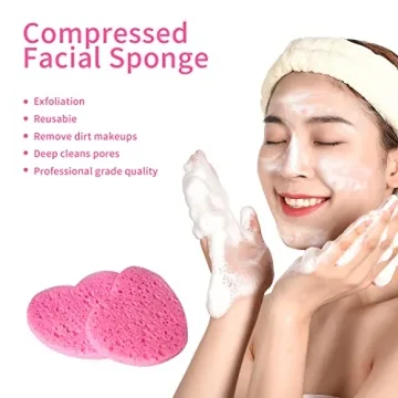 50-Count Facial Sponges Compressed, 100% Natural Cellulose Face Sponge Professional Cosmetic Spa Sponges for Face Cleansing, Exfoliating Mask, Makeup Removal for Travel and Home, Pink