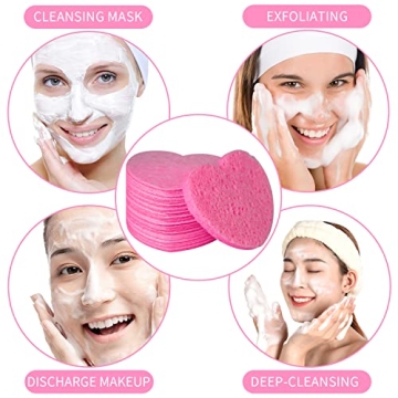 50-Count Facial Sponges Compressed, 100% Natural Cellulose Face Sponge Professional Cosmetic Spa Sponges for Face Cleansing, Exfoliating Mask, Makeup Removal for Travel and Home, Pink