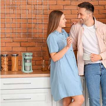 Mixpresso Personal Single Serve Coffee Maker & 14oz Travel Mug, Drip Coffee Brewer & Tumbler, Auto Shut Off & Reusable Filter, Green Coffee Maker Small, Compatible with Coffee Grounds