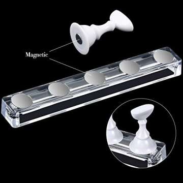 Blulu Acrylic Nail Design Practice Stands - Magnetic Holders with 96 Adhesive Putty