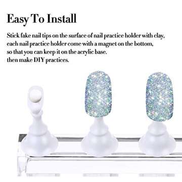 Blulu Acrylic Nail Design Practice Stands with Adhesive Putty
