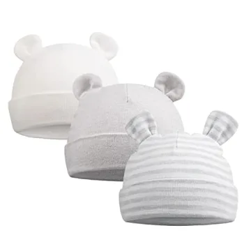 Original Cotton Newborn Hats for Girls - Cute Bear Ears Design for Infants 0-6 Months