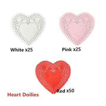 QINGQIU Valentines Day Crafts Set with 100 Heart Doilies, 4 Bags Foam Heart Stickers for Valentines ...