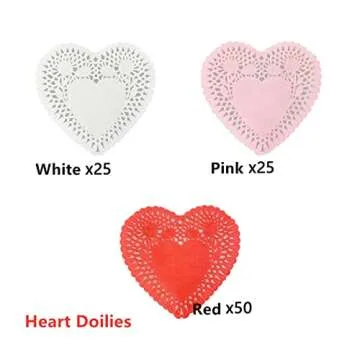 QINGQIU Valentines Day Crafts Set with 100 Heart Doilies, 4 Bags Foam Heart Stickers for Valentines ...