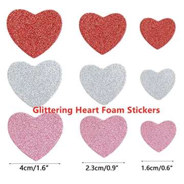 QINGQIU Valentines Day Crafts Set with 100 Heart Doilies, 4 Bags Foam Heart Stickers for Valentines Day Decor Kids Decoration Gifts Party Supplies