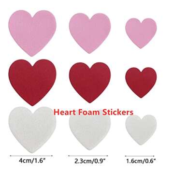 QINGQIU Valentines Day Crafts Set with 100 Heart Doilies, 4 Bags Foam Heart Stickers for Valentines Day Decor Kids Decoration Gifts Party Supplies