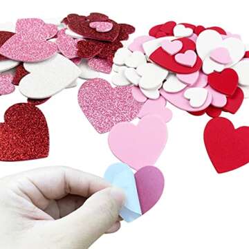 QINGQIU Valentines Day Crafts Set with 100 Heart Doilies, 4 Bags Foam Heart Stickers for Valentines Day Decor Kids Decoration Gifts Party Supplies