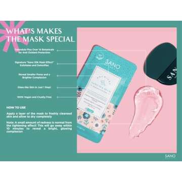 Vegan Zombie Mask Sano Silk Mask by Sano Naturals - Dermatologist Tested Viral One Step Korean Face Mask Skin Care for Glass Skin, Helps Reduce Large Pores, Anti Aging and Tightening - Pack of 8
