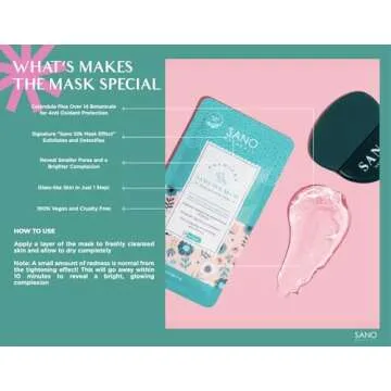 Vegan Zombie Mask Sano Silk Mask by Sano Naturals - Dermatologist Tested Viral One Step Korean Face Mask Skin Care for Glass Skin, Helps Reduce Large Pores, Anti Aging and Tightening - Pack of 8