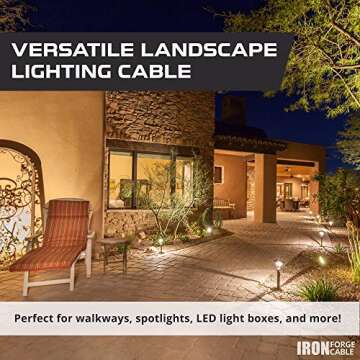 Iron Forge Cable 12/2 Low Voltage Wire - Landscape Electrical Wiring for Indoor Outdoor Lighting, Sprinkler, Landscaping Projects - 12 Gauge Wire - 100ft - Black