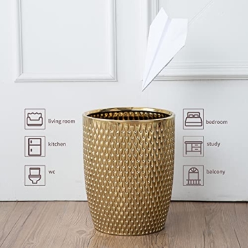 Stylish Golden Ceramic Trash Can for Elegant Spaces