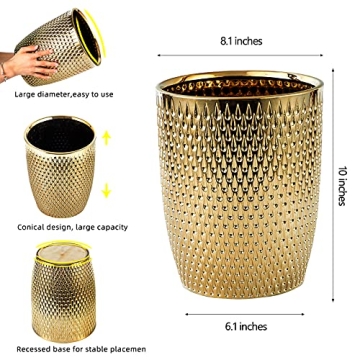 Stylish Golden Ceramic Trash Can for Elegant Spaces
