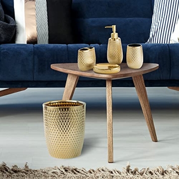 Stylish Golden Ceramic Trash Can for Elegant Spaces