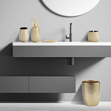 Stylish Golden Ceramic Trash Can for Elegant Spaces