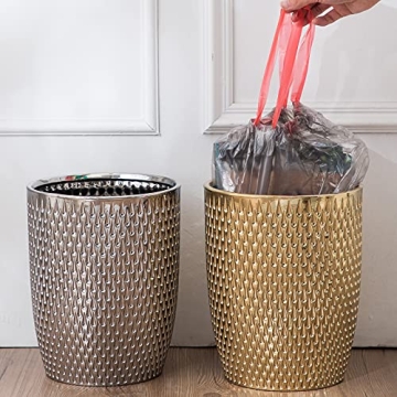 Stylish Golden Ceramic Trash Can for Elegant Spaces