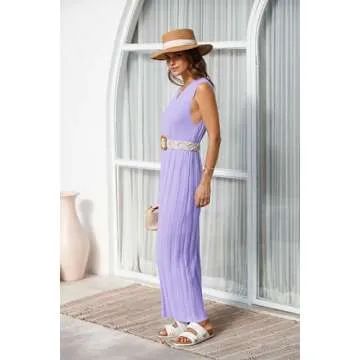 Fisoew Women's Summer Sleeveless Maxi Dress in Purple