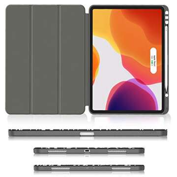 Soke for iPad Pro 12.9 Case 2020 & 2018 with Pencil Holder - [Full Body Protection + Apple Pencil Charging + Auto Wake/Sleep], Soft TPU Back Cover for 2020 iPad Pro 12.9(Book Black)