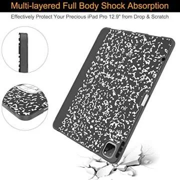 Soke for iPad Pro 12.9 Case 2020 & 2018 with Pencil Holder - [Full Body Protection + Apple Pencil Charging + Auto Wake/Sleep], Soft TPU Back Cover for 2020 iPad Pro 12.9(Book Black)