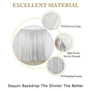 ShiDianYi 4ft X 6ft Silver Sequin Photo Backdrop, Any Size is Acceptable,Wedding Photo Booth,Photography Background,Ceremony Background