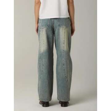 EZAPINE Women Wide Leg Baggy Jeans High Waisted Loose Fit Vintage Washed Boyfriend Denim Pants with ...