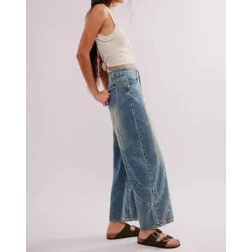 EZAPINE Women High Waisted Wide Leg Baggy Jeans