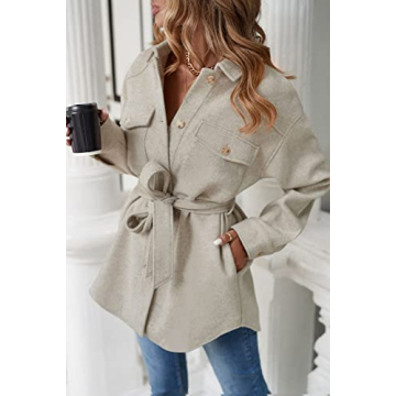 ZESICA Women's Elegant Belted Trench Coat with Pockets