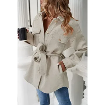ZESICA Women's Elegant Belted Trench Coat with Pockets