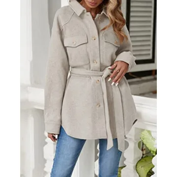 ZESICA Women's Elegant Belted Trench Coat with Pockets