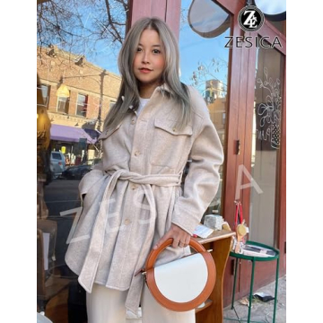 ZESICA Women's Elegant Belted Trench Coat with Pockets