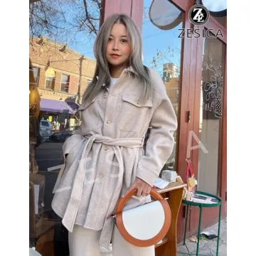 ZESICA Women's Elegant Belted Trench Coat with Pockets