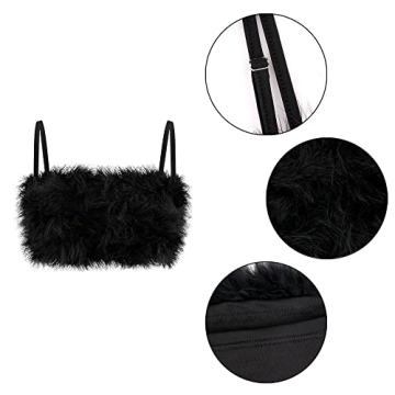 TYNORA Women's Faux Fur Crop Top for Concerts & Parties