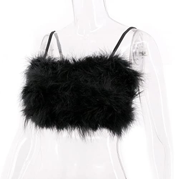 TYNORA Women's Faux Fur Crop Top for Concerts & Parties