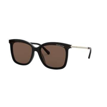 Michael Kors Women’s MK2079U Zermatt Universal Fit Square Sunglasses - Black/Brown Solid, 61 mm