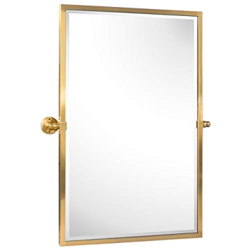 TEHOME Brushed Gold Bathroom Pivot Mirror - Durable & Stylish