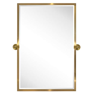 TEHOME Brushed Gold Bathroom Pivot Mirror - Durable & Stylish