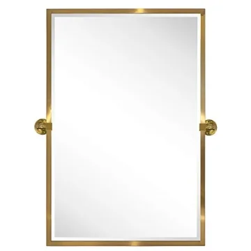 TEHOME Brushed Gold Bathroom Pivot Mirror - Durable & Stylish