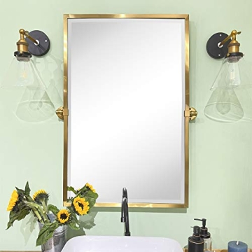 TEHOME Brushed Gold Bathroom Pivot Mirror - Durable & Stylish