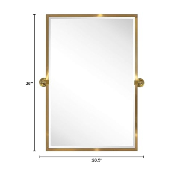 TEHOME Brushed Gold Bathroom Pivot Mirror - Durable & Stylish