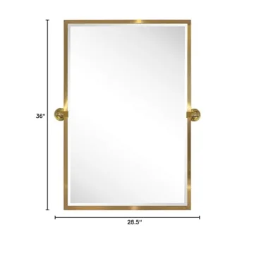 TEHOME Brushed Gold Bathroom Pivot Mirror - Durable & Stylish