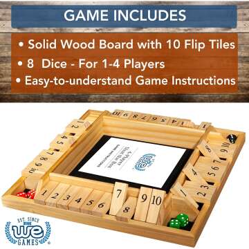 WE Games Shut The Box Dice Game for 1-4 Players