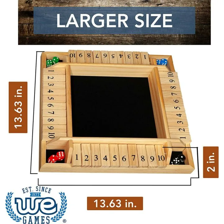 WE Games Shut The Box Dice Game for 1-4 Players