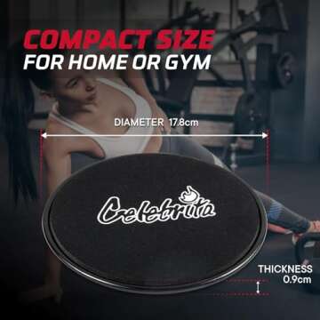 Celebrita Pair of Gliding Discs Core Sliders Ab, Back, Hip, and Leg Exercise Gear for Gym, Home, Yoga, Pilates | Strengthen Abdomen, Burn Fat, Improve Balance (Black)