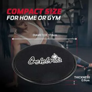 Celebrita Pair of Gliding Discs Core Sliders Ab, Back, Hip, and Leg Exercise Gear for Gym, Home, Yoga, Pilates | Strengthen Abdomen, Burn Fat, Improve Balance (Black)