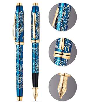 Cross Townsend 2020 Year of the Rat Special Edition Translucent Blue Lacquer w/ 23KT Gold Plated Inl...
