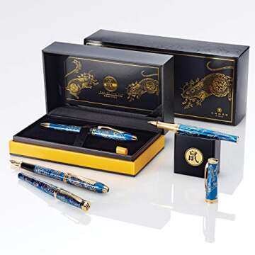 Cross Townsend 2020 Year of the Rat Special Edition Translucent Blue Lacquer w/ 23KT Gold Plated Inlays and Appointments Medium Nib Fountain Pen