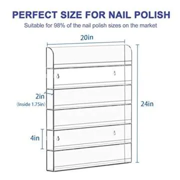 FEMELI 20 * 24 Inch Nail Polish Wall Racks 1 Pack, Hold Up to 120 Bottles,Clear Acrylic Nail Polish ...
