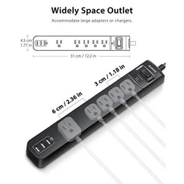 Surge Protector Power Strip 5 Outlets & USB Charging