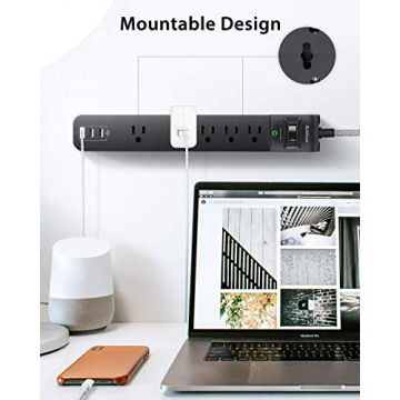 Surge Protector Power Strip 5 Outlets & USB Charging